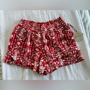 Knox Rose Red and Cream Patterned Women’s Shorts